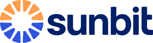 Sunbit logo featuring orange and blue circular design with company name in dark blue text